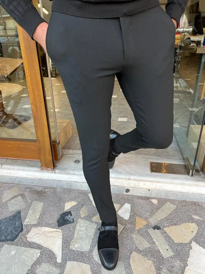 Ely Black Slim Fit Pants - Versatile Elegance for Every Occasion - BRABION
