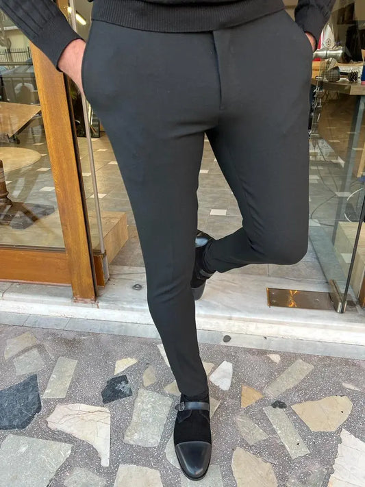 Ely Black Slim Fit Pants - Versatile Elegance for Every Occasion - BRABION