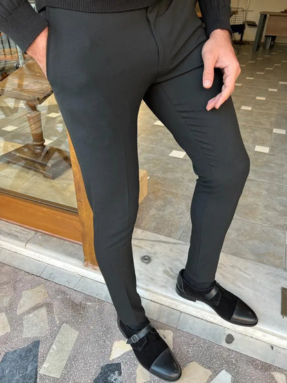 Ely Black Slim Fit Pants - Versatile Elegance for Every Occasion - BRABION