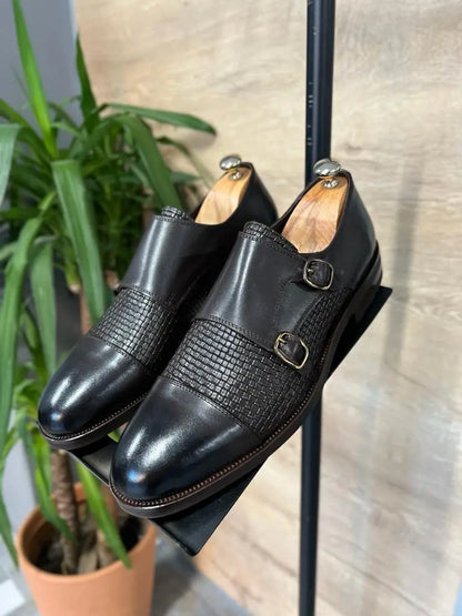 Ely Brown Cap Toe Double Monk Strap Shoes - BRABION