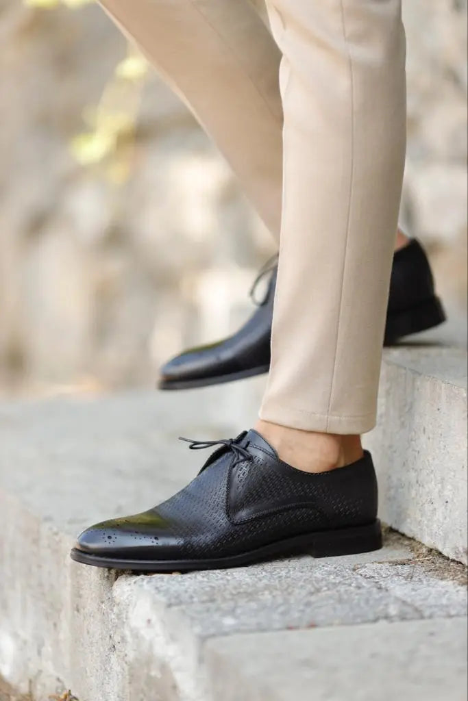 Empire Black Laced Derby Shoes - BRABION