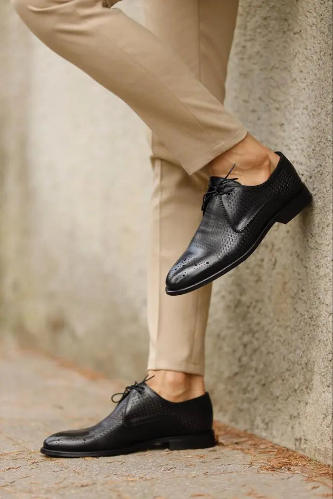 Empire Black Laced Derby Shoes - BRABION
