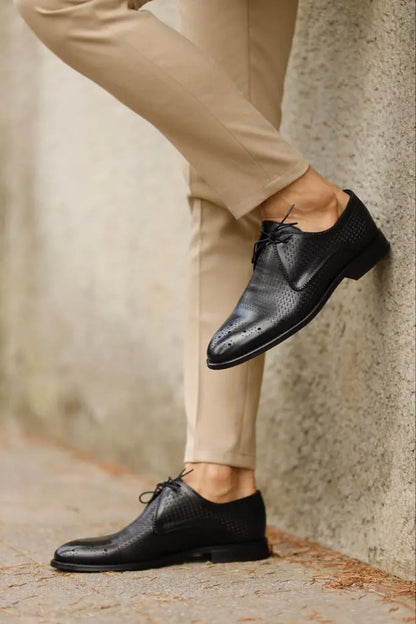 Empire Black Laced Derby Shoes - BRABION