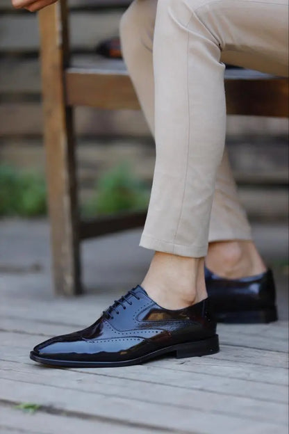Empire Black Wing Tip Oxfords - Stylish Leather Footwear - BRABION