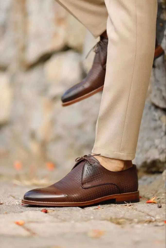 Empire Brown Laced Derby Shoes - Perfect for Any Occasion - BRABION