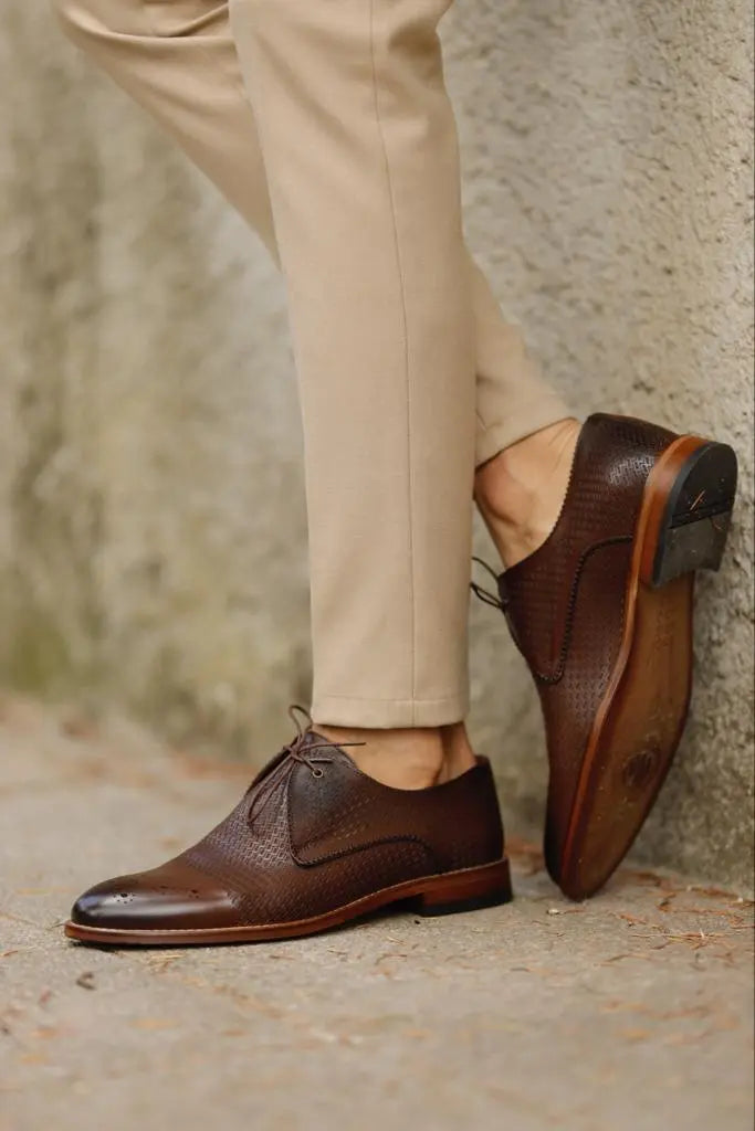 Empire Brown Laced Derby Shoes - Perfect for Any Occasion - BRABION