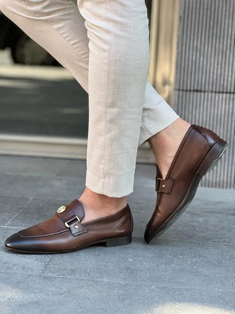 Empire Brown Penny Loafers - Elegant Leather Shoes for Every Occasion - BRABION