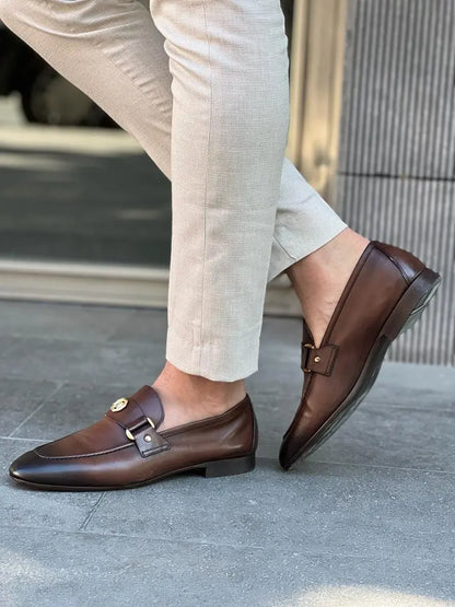 Empire Brown Penny Loafers - Elegant Leather Shoes for Every Occasion - BRABION