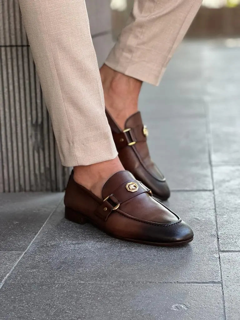 Empire Brown Penny Loafers - Elegant Leather Shoes for Every Occasion - BRABION