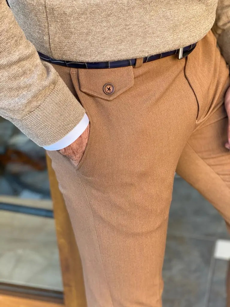 Empire Camel Slim Fit Pants for Every Occasion - BRABION