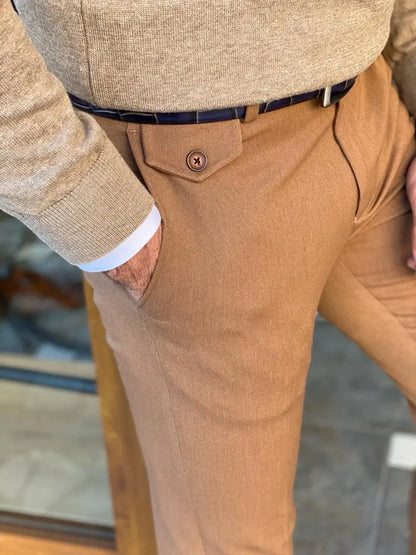 Empire Camel Slim Fit Pants for Every Occasion - BRABION