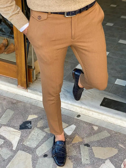 Empire Camel Slim Fit Pants for Every Occasion - BRABION