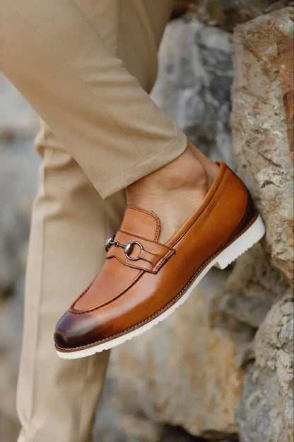 Empire Tan Bit Loafers - Elegant Leather Shoes for Every Occasion - BRABION