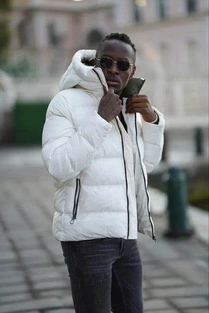 Enid White Hooded Puffer Jacket - BRABION