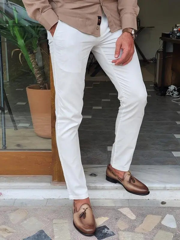 Forenzax Worth Beige Tassel Loafers - Elegant Leather Footwear - BRABION