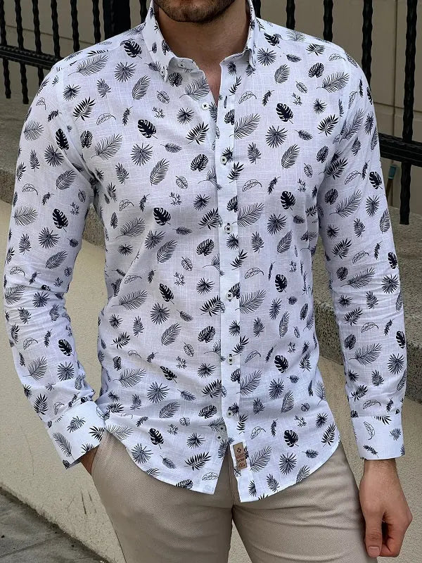 Brabion Tampa White Slim Fit Tropical Cotton Shirt - BRABION