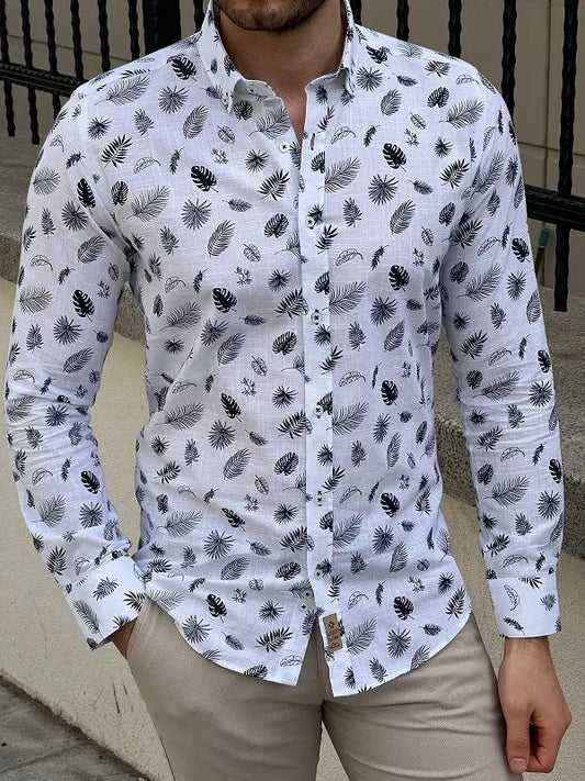 Brabion Tampa White Slim Fit Tropical Cotton Shirt - BRABION