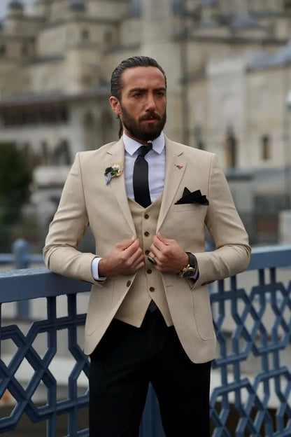 Henderson Beige Slim Fit Blazer - Elevate Your Wardrobe - BRABION