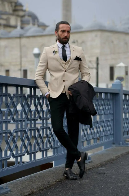 Henderson Beige Slim Fit Blazer - Elevate Your Wardrobe - BRABION