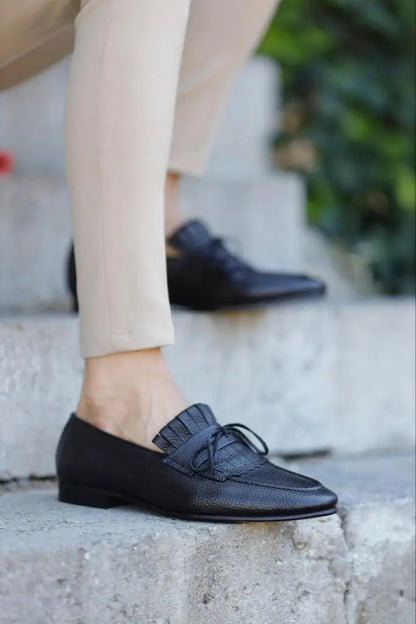 Lawson Black Kilt Loafers for Stylish Sophistication - BRABION