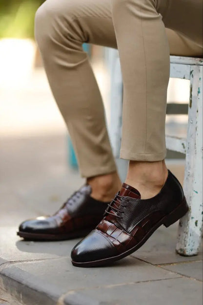 Lawson Brown Cap Toe Derby Shoes: Elegant Leather Footwear for Every Occasion - BRABION