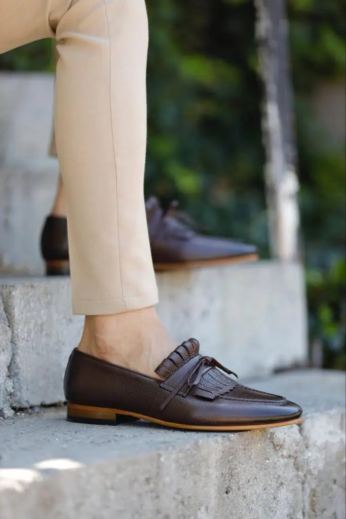 Lawson Brown Kilt Loafers - Elegant Leather Footwear for Any Occasion - BRABION