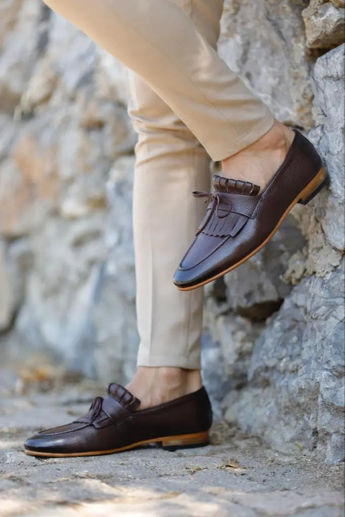 Lawson Brown Kilt Loafers - Elegant Leather Footwear for Any Occasion - BRABION