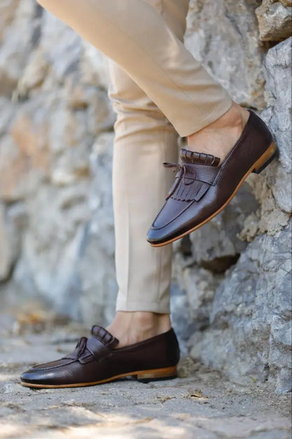 Lawson Brown Kilt Loafers - Elegant Leather Footwear for Any Occasion - BRABION