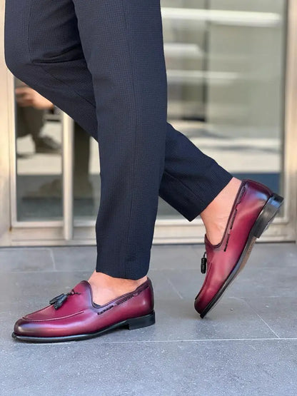 Lawson Burgundy Tassel Loafers - Elegant Leather Shoes for Every Occasion - BRABION