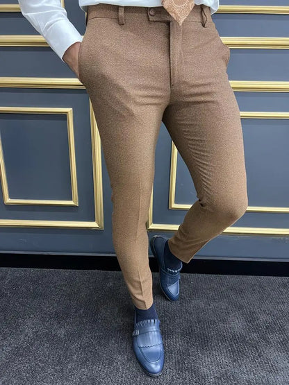 Eros Camel Slim Fit Cotton Pants - BRABION