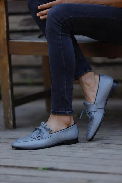 Lawson Gray Kilt Loafers – Elegant Leather Footwear - BRABION