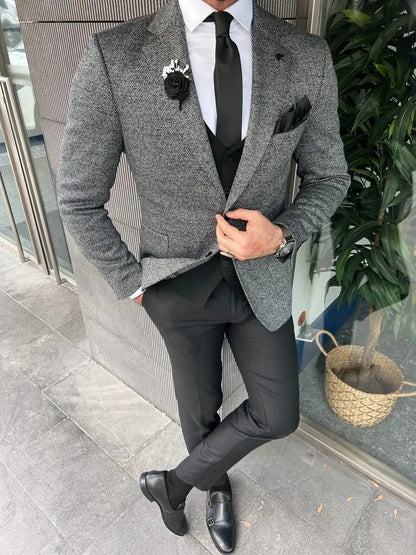 Fabio Gray Slim Fit Wool Blazer - BRABION