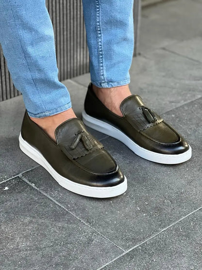 Lawson Khaki Kilt Tassel Loafers - Style Meets Comfort - BRABION