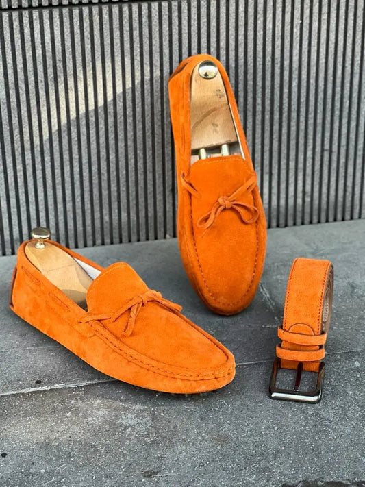 Lawson Orange Suede Loafers - Elegance Meets Comfort - BRABION