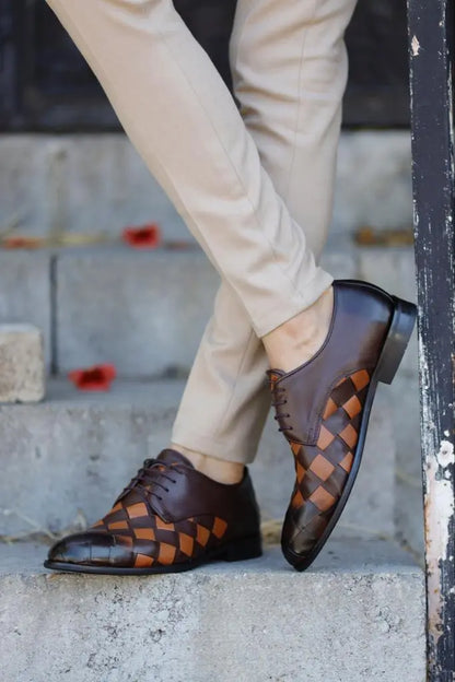 Lawson Tan Brown Laced Derby Shoes - BRABION