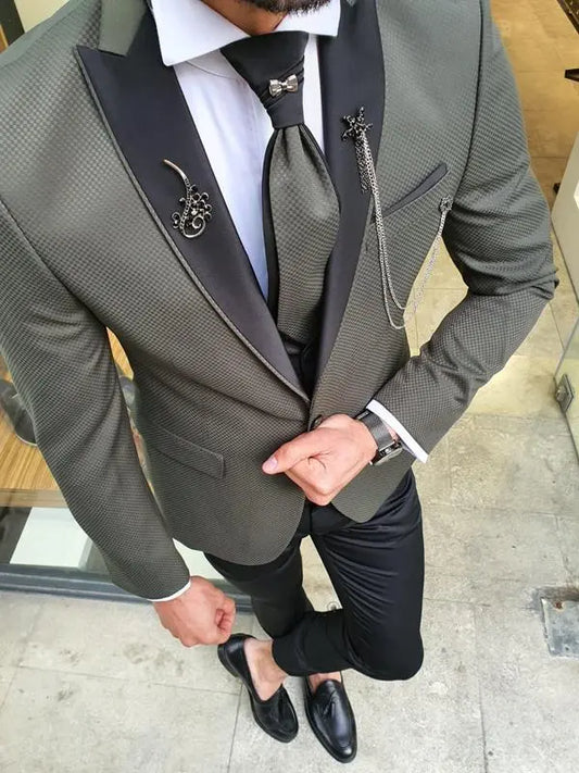 Forenza Khaki Peak Lapel Tuxedo - Slim-Fit Elegance for Every Occasion - BRABION