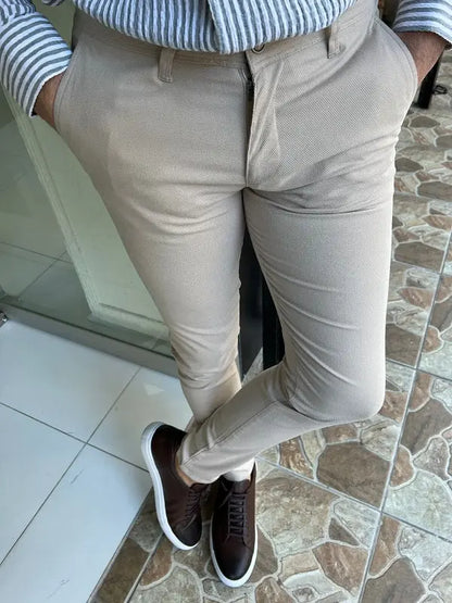 Rockford Beige Slim Fit Cotton Pants - BRABION