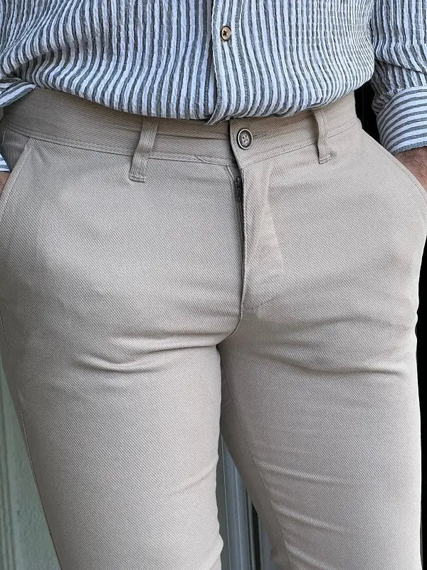 Rockford Beige Slim Fit Cotton Pants - BRABION