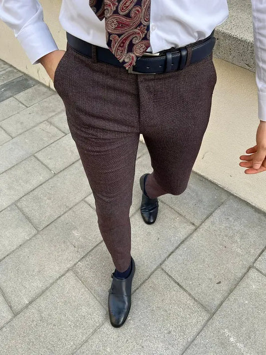 Rockford Burgundy Slim Fit Cotton Pants - BRABION