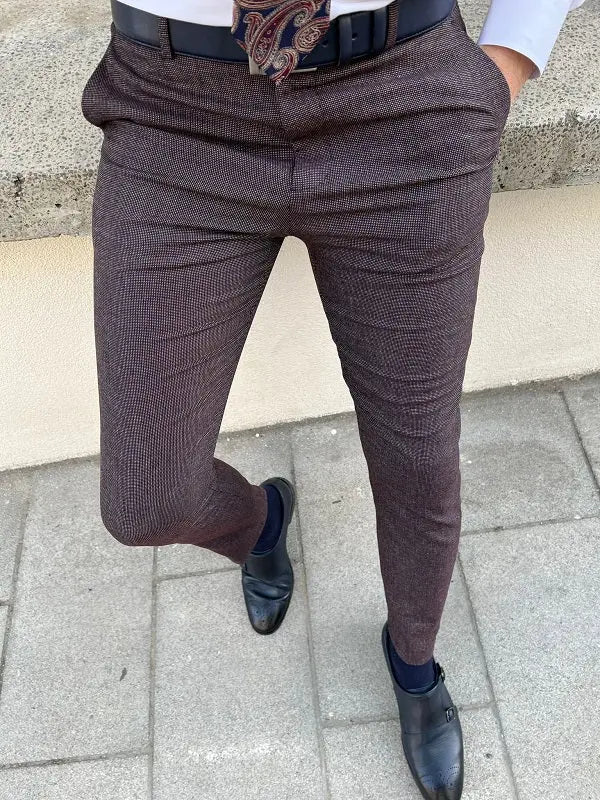 Rockford Burgundy Slim Fit Cotton Pants - BRABION