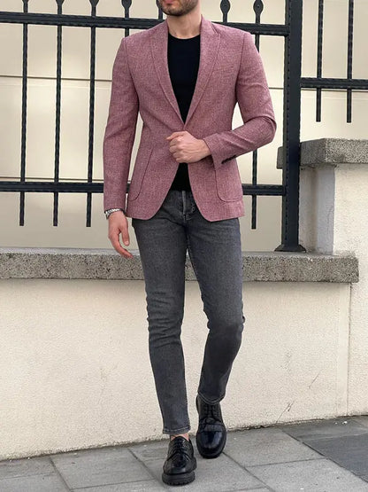 Rockford Burgundy Slim Fit Wool Blazer for Elegant Occasions - BRABION