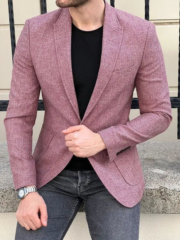 Rockford Burgundy Slim Fit Wool Blazer for Elegant Occasions - BRABION