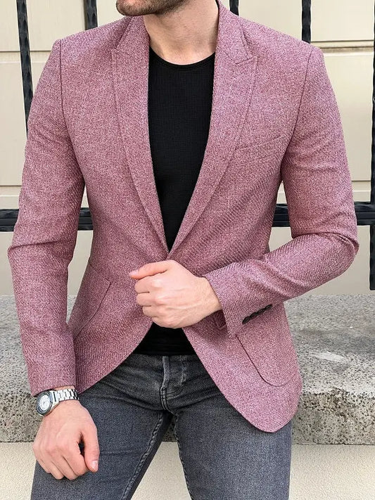 Rockford Burgundy Slim Fit Wool Blazer for Elegant Occasions - BRABION