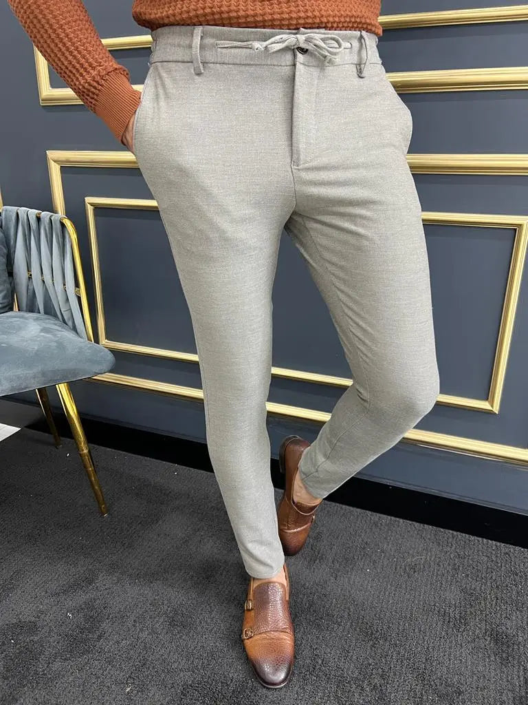 Avion Beige Slim Fit Laced Pants for Every Occasion - BRABION