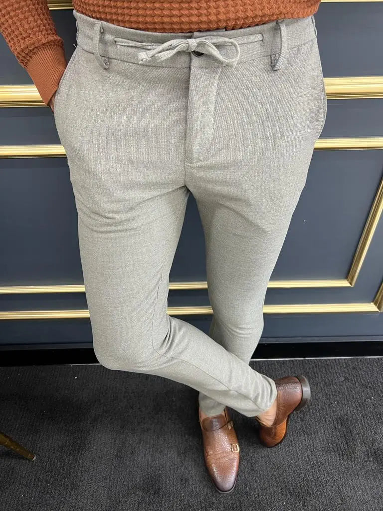 Avion Beige Slim Fit Laced Pants for Every Occasion - BRABION