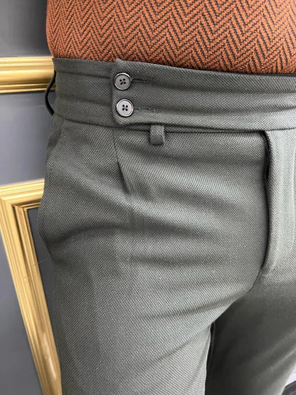 Avion Black Slim Fit Cotton Pants for Modern Elegance - BRABION