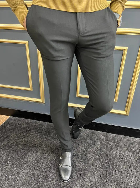Avion Black Slim Fit Laced Pants - Versatile Elegance for Any Occasion - BRABION