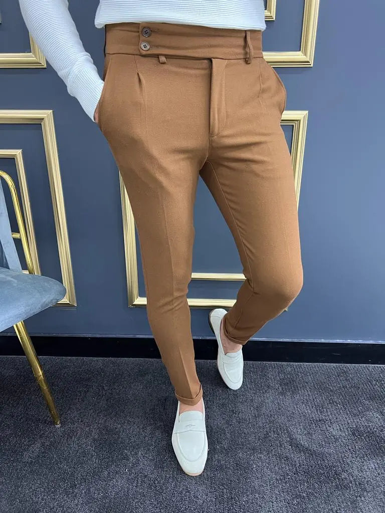 Avion Camel Slim Fit Cotton Pants - BRABION