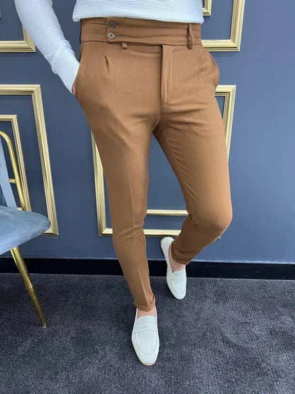 Avion Camel Slim Fit Cotton Pants - BRABION