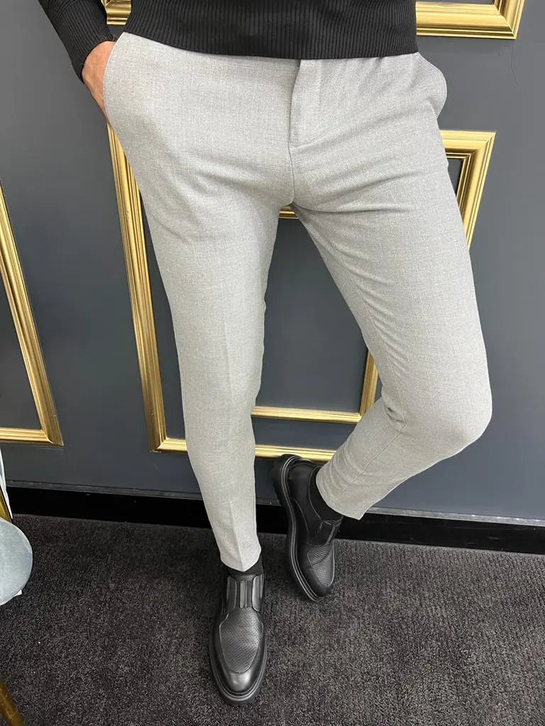 Avion Gray Slim Fit Laced Pants - Elevate Your Wardrobe - BRABION